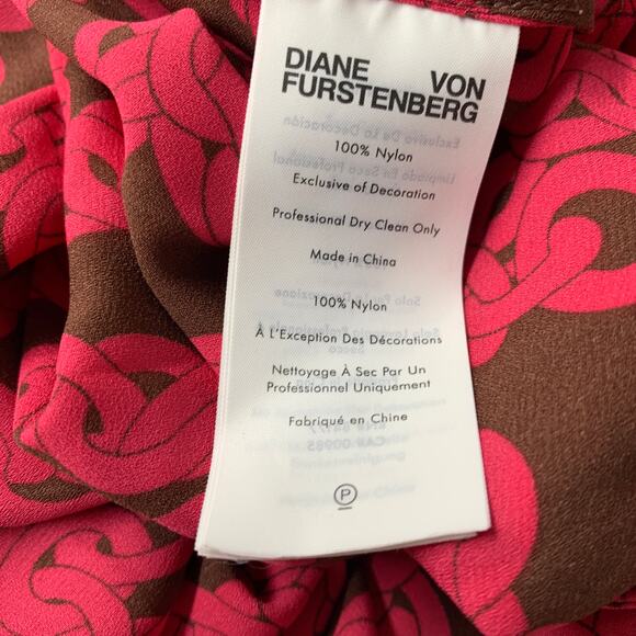 Diane Von Furstenberg Women Corrine Dress S Red Chainlink Ruched Mesh Sheer - Picture 9 of 10